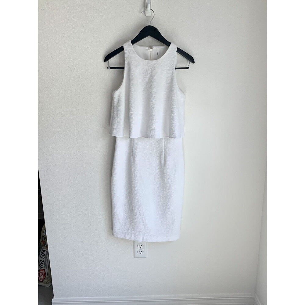 White Midi Ruffle Bodycon Dress size S